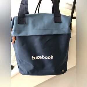 Blue FACEBOOK canvas tote or computer bag.